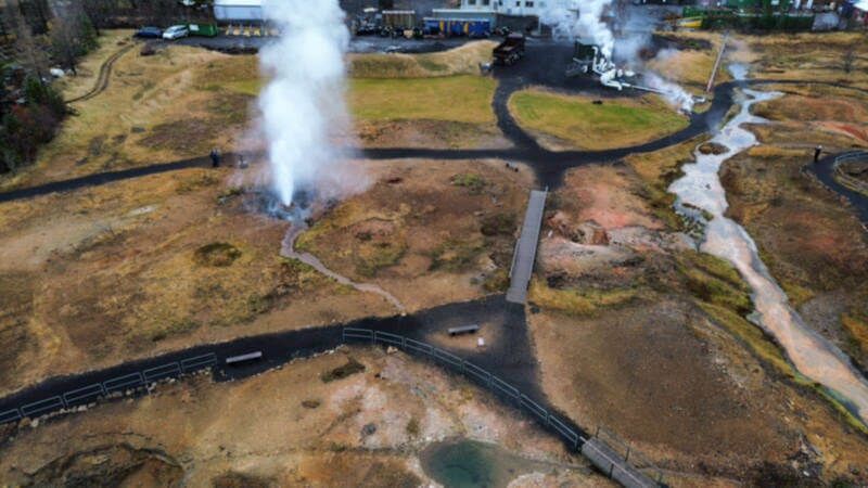 Geothermal park Hveragerdi erupting geyser