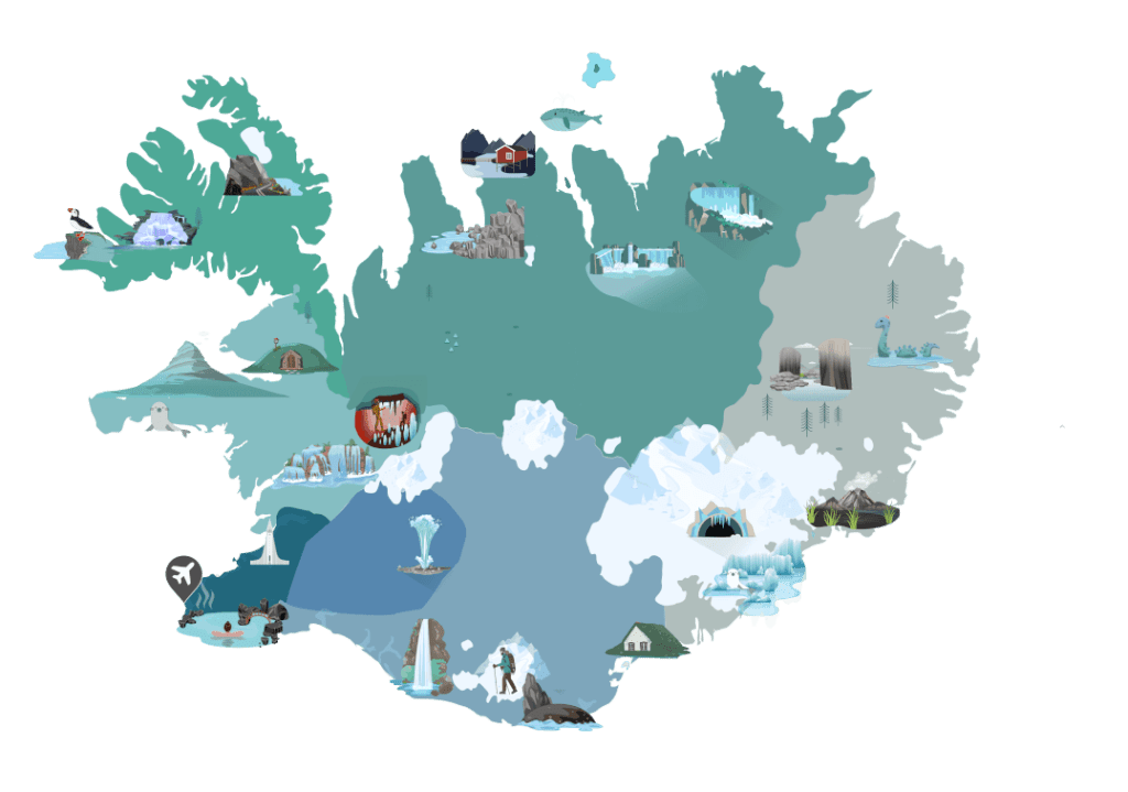 map of attractions iceland tours 2025
