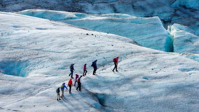 Glacier hike on a sunny day