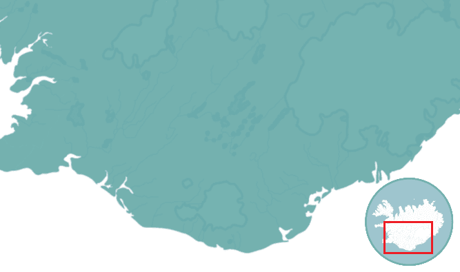 South of Iceland Map close up