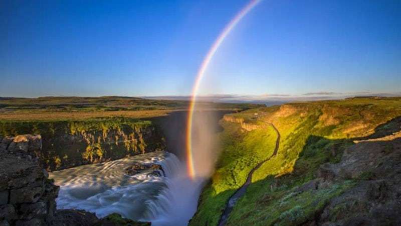 Gullfoss Rainbow at sunset