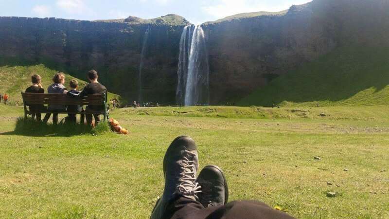 Resting at the Seljalandsfoss Iceland in the summertime