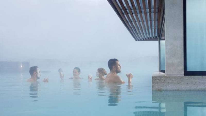 Blue Lagoon SPA people drinking and chilling at the spa