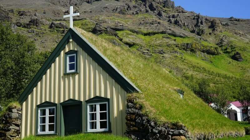 Hofskirkja turf church in Iceland