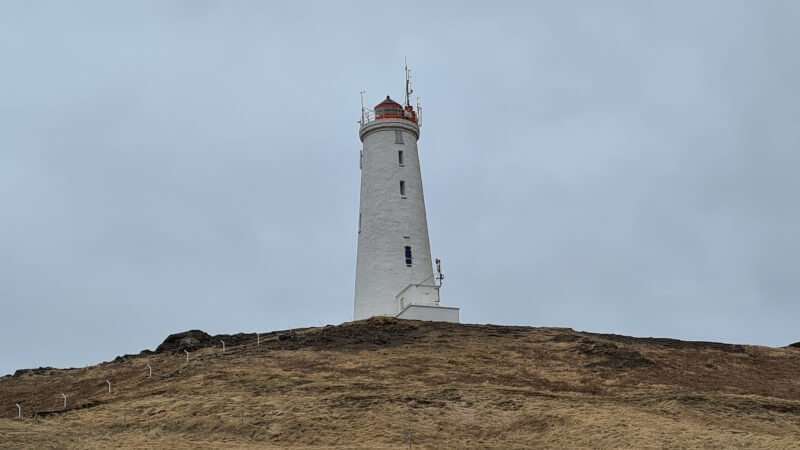 Lighthouse in Iceland on a dark day