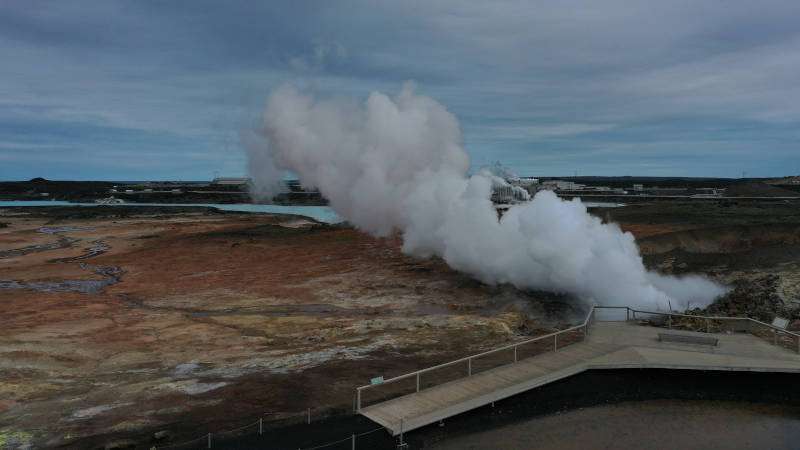 Reykjanes Volcanic Zone with steamy hot springs