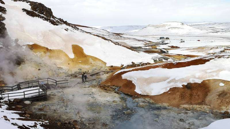 Icelandic Geothermal fields in the winter time Hverir active zone
