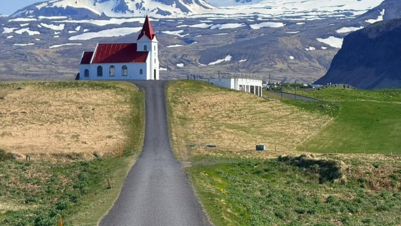 Ingjaldshólskirkja Red church located in Snæfellsnes Peninsula