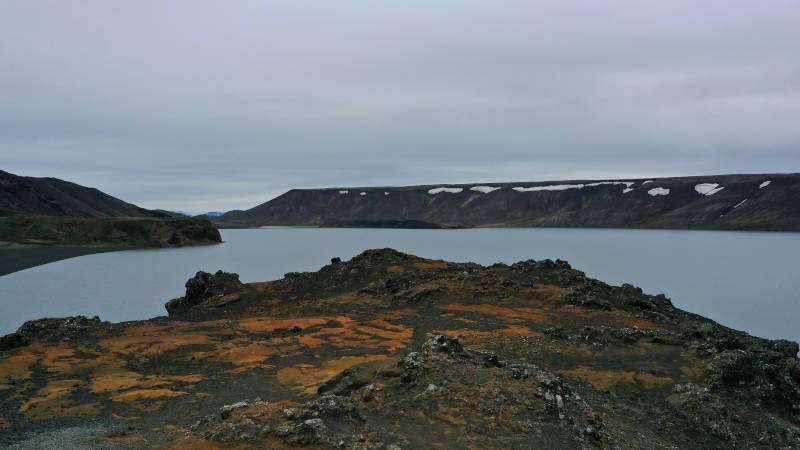 Kleifarvatn Lake view on a cloudy day