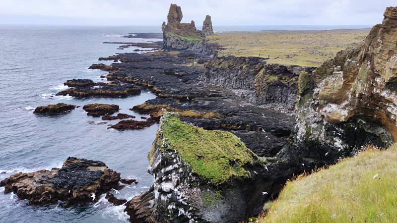 Lóndrangar Cliffs with rough sea