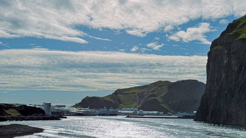 Vestmannaeyar (Westman Islands) entrance to t he port