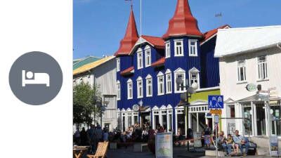 Overnight Stay in Akureyri, famous blue building