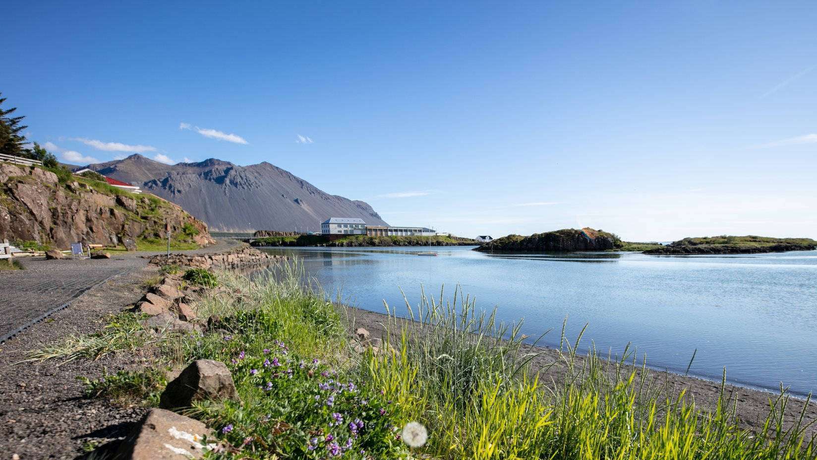 Wild icelandic beach on a calm sunny day
