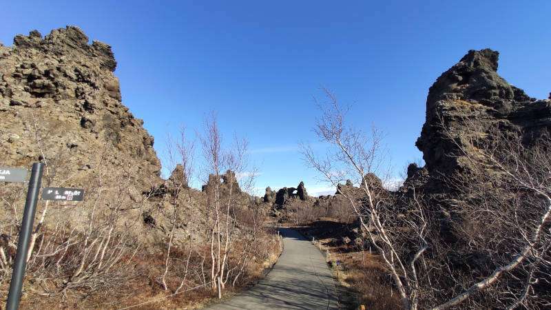 Dimmuborgir on a sunny spring day