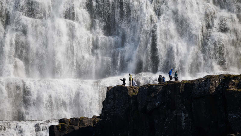People by Dynjandi Waterfall