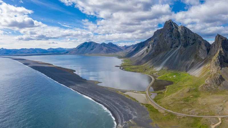 Hvalnes and Lake divided by the beach