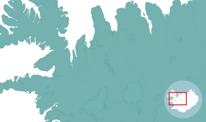 Map of iceland snælfesness and westfjords