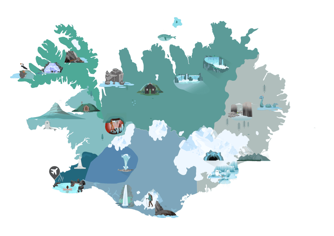 Iceland attractions map ring road tour