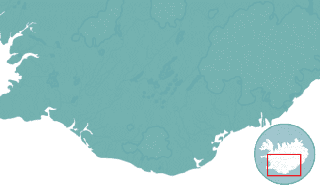 South of Iceland Map close up